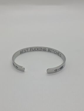 Source Unknown Silver Engraved Arrow Cuff Bracelet - Bold Message